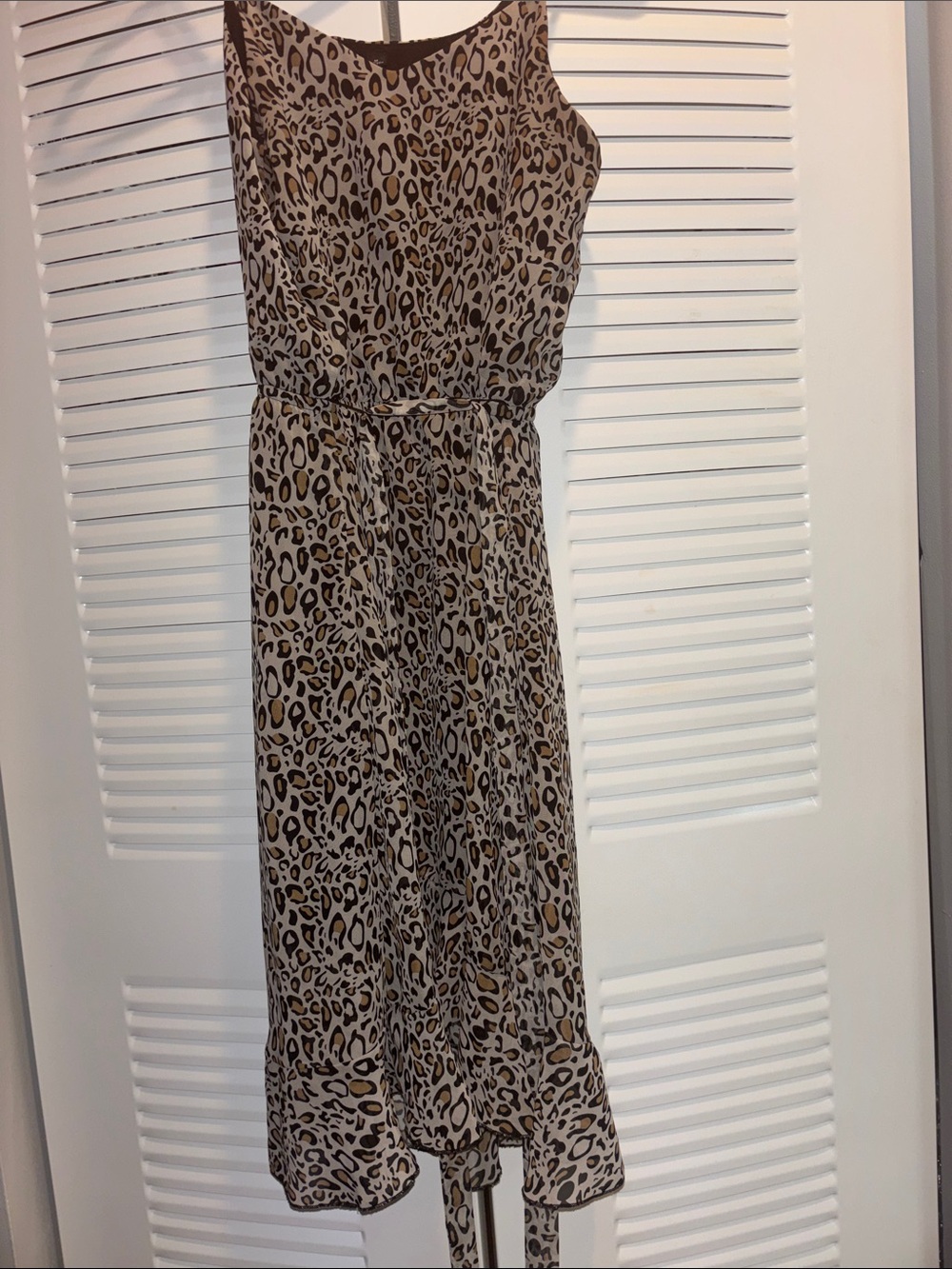 Leopard Print Spaghetti strap dress— Brown/Cream
